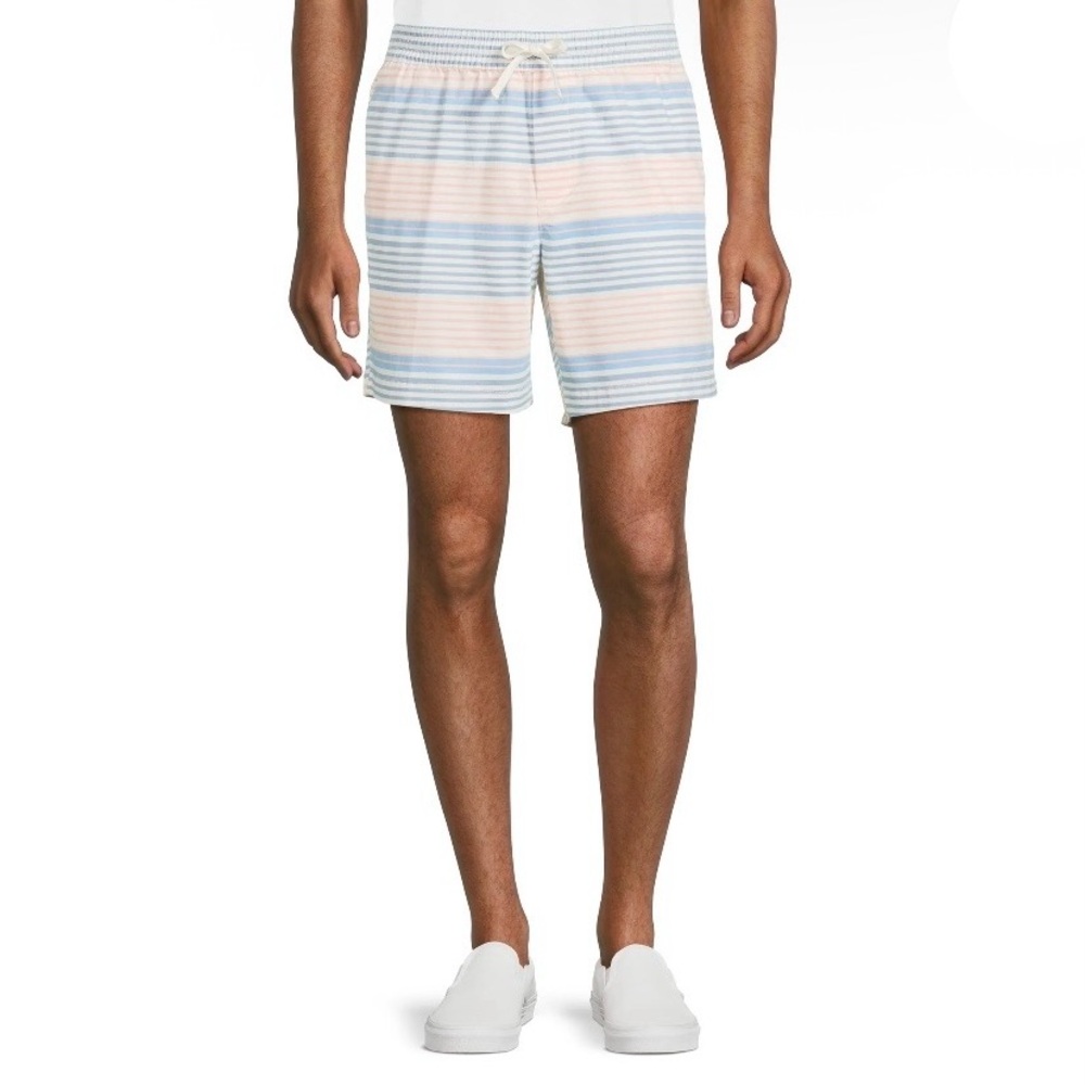 George Men’s Above the Knee Pull-On Pastel Stripe Preppy Shorts Size L (36-38)